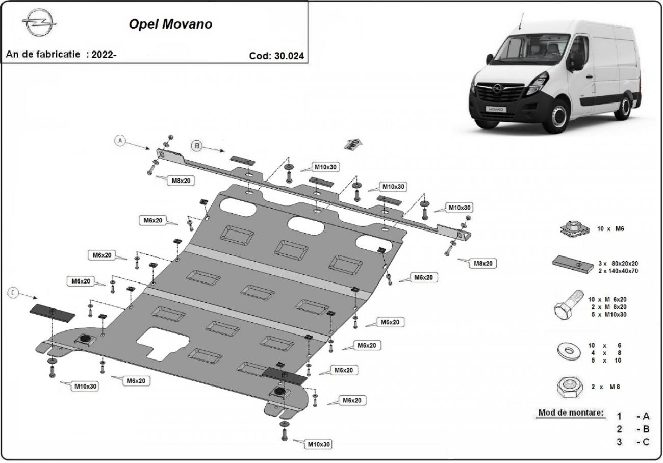 Hasplåt Stål Motor+ | Opel Movano C (2022-2026) - 3
