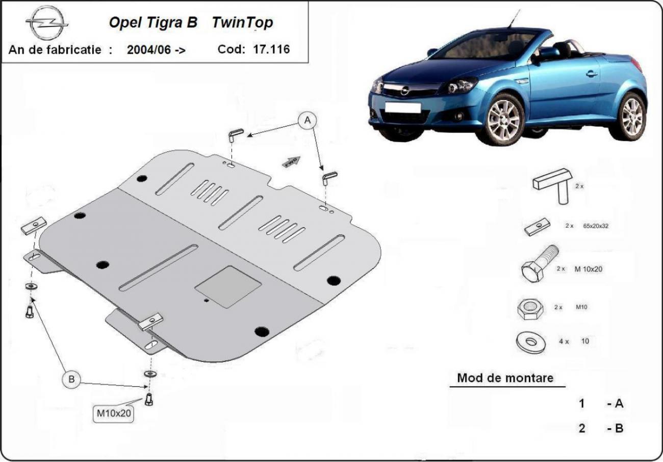 Hasplåt Stål Motor+ | Opel Tigra B (2004-2009) - 3