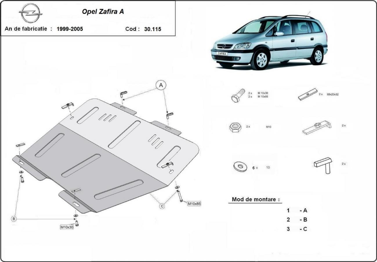 Bundplade Stål Motor+ | Opel Zafira A (1999-2005) - 3