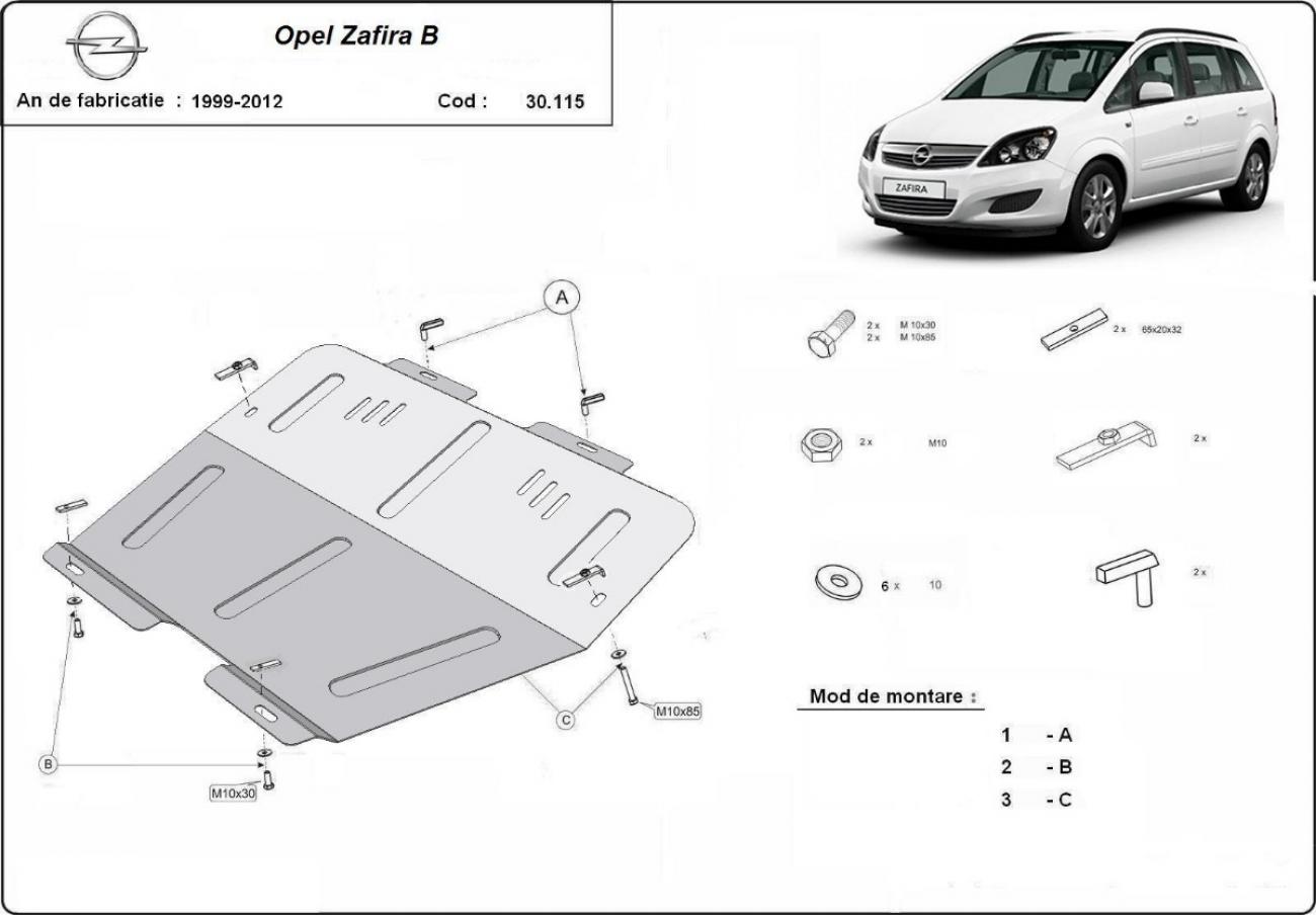 Hasplåt Stål Motor+ | Opel Zafira B (2005-2011) - 3