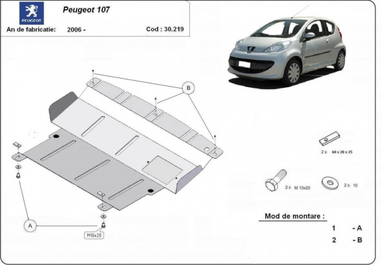 Hasplåt Stål Motor+ | Peugeot 107 (2006-2014) - 3