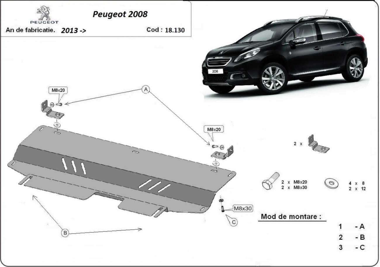 Hasplåt Stål Motor+ | Peugeot 2008 (2013-2019) - 3