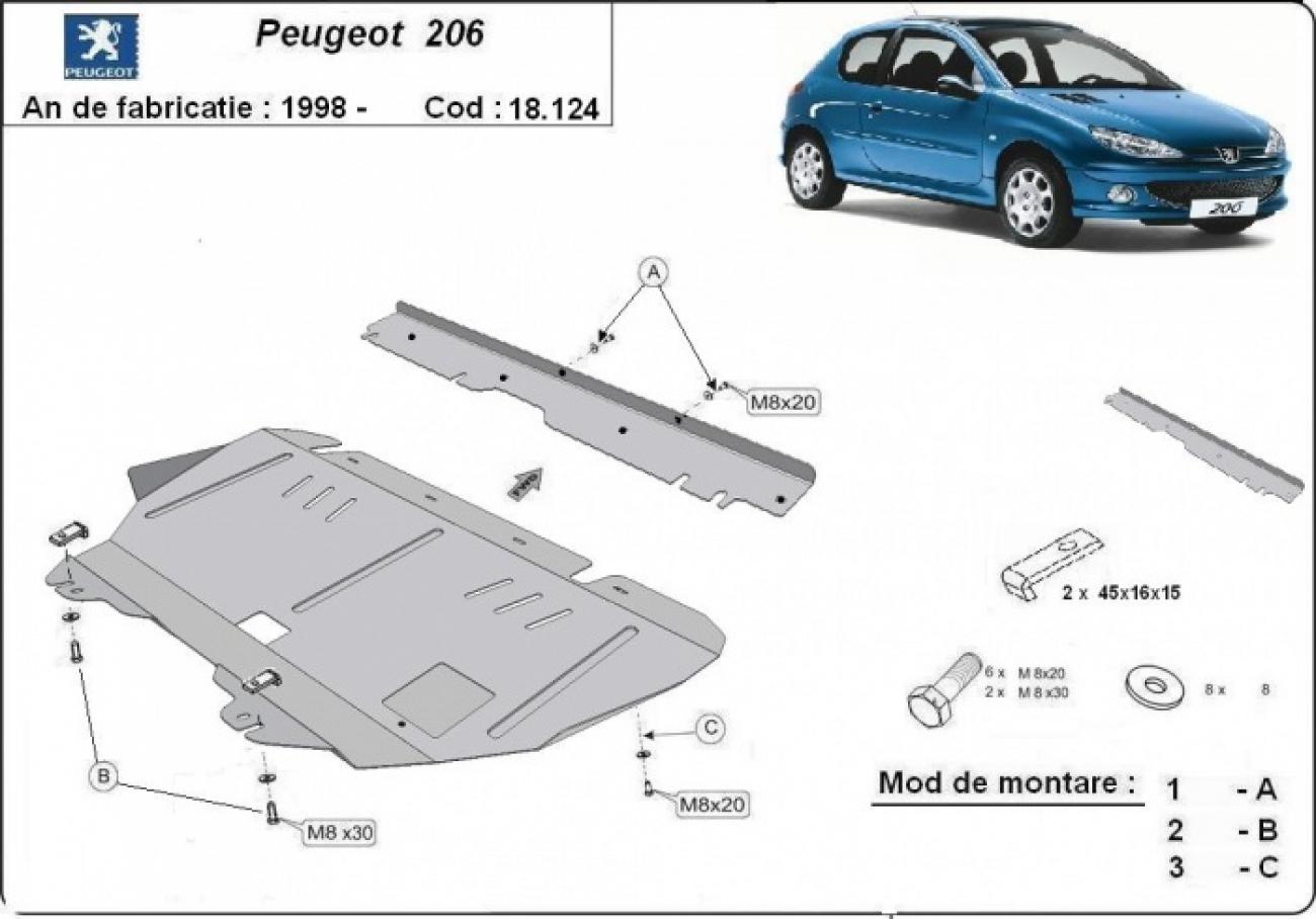Skid plate Steel Engine+ | Peugeot 206 (1998-2012) - 3
