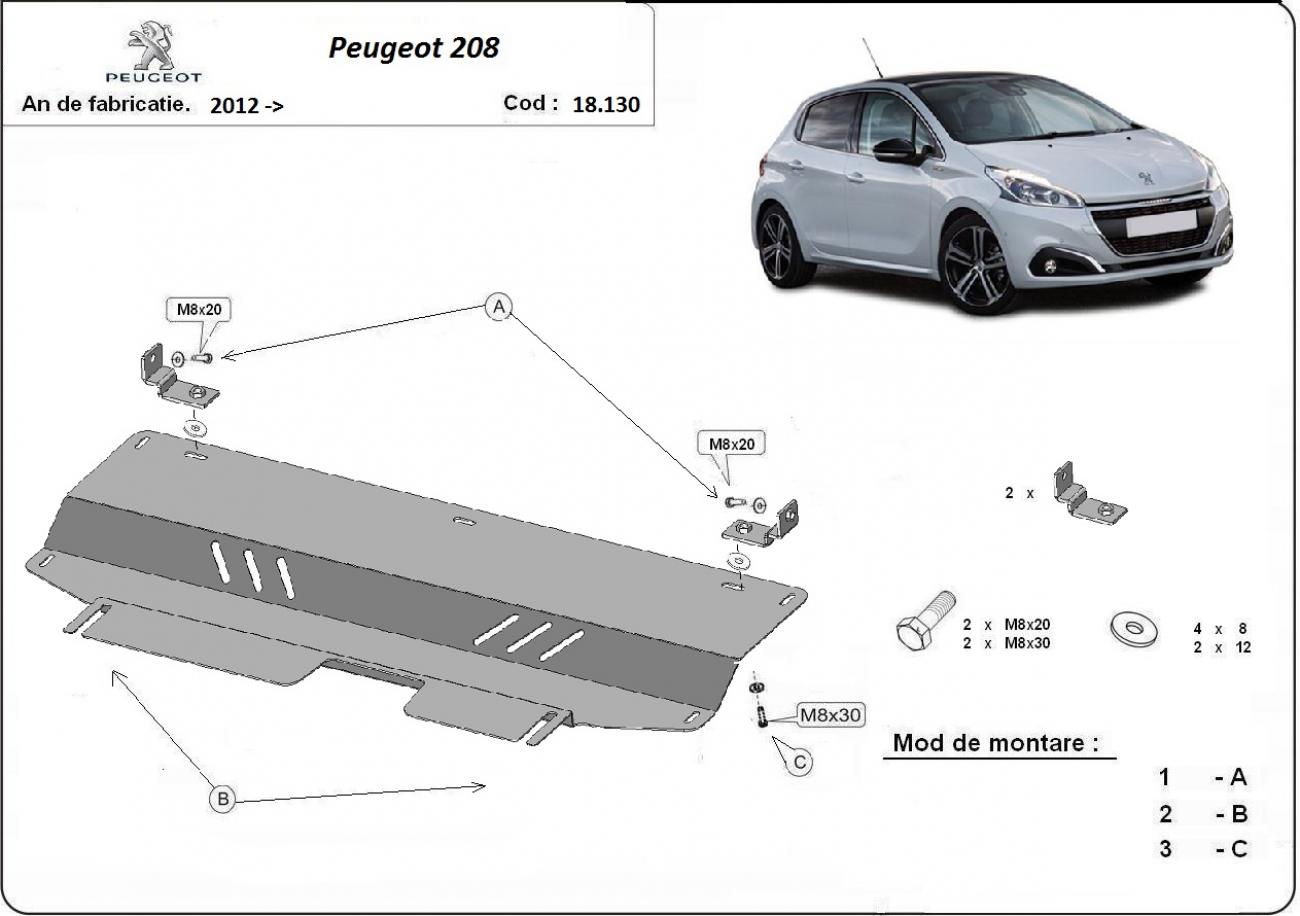 Hasplåt Stål Motor+ | Peugeot 208 (2012-2019) - 3
