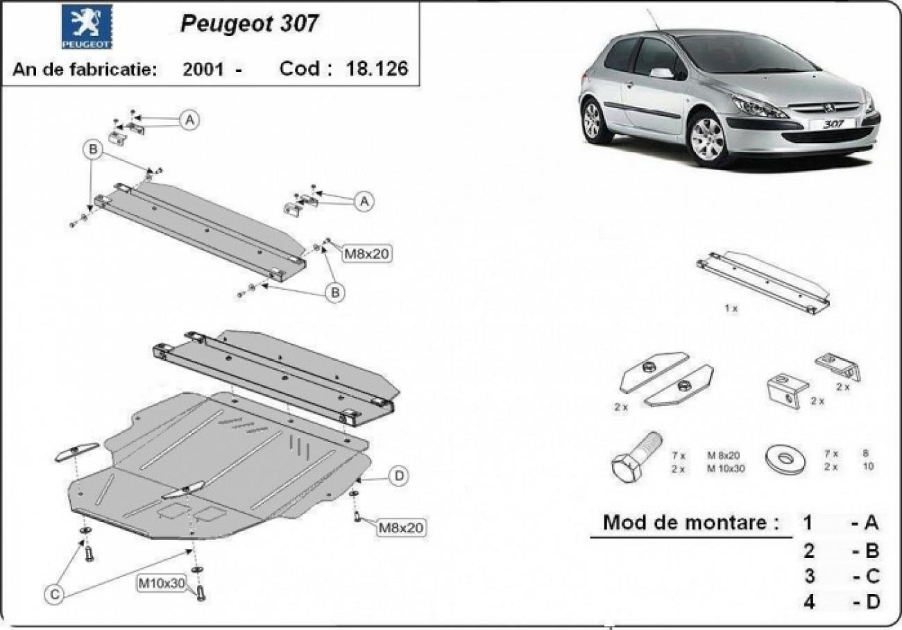 Pohjapanssari Teräs Engine+ | Peugeot 307 (2001-2008) - 3