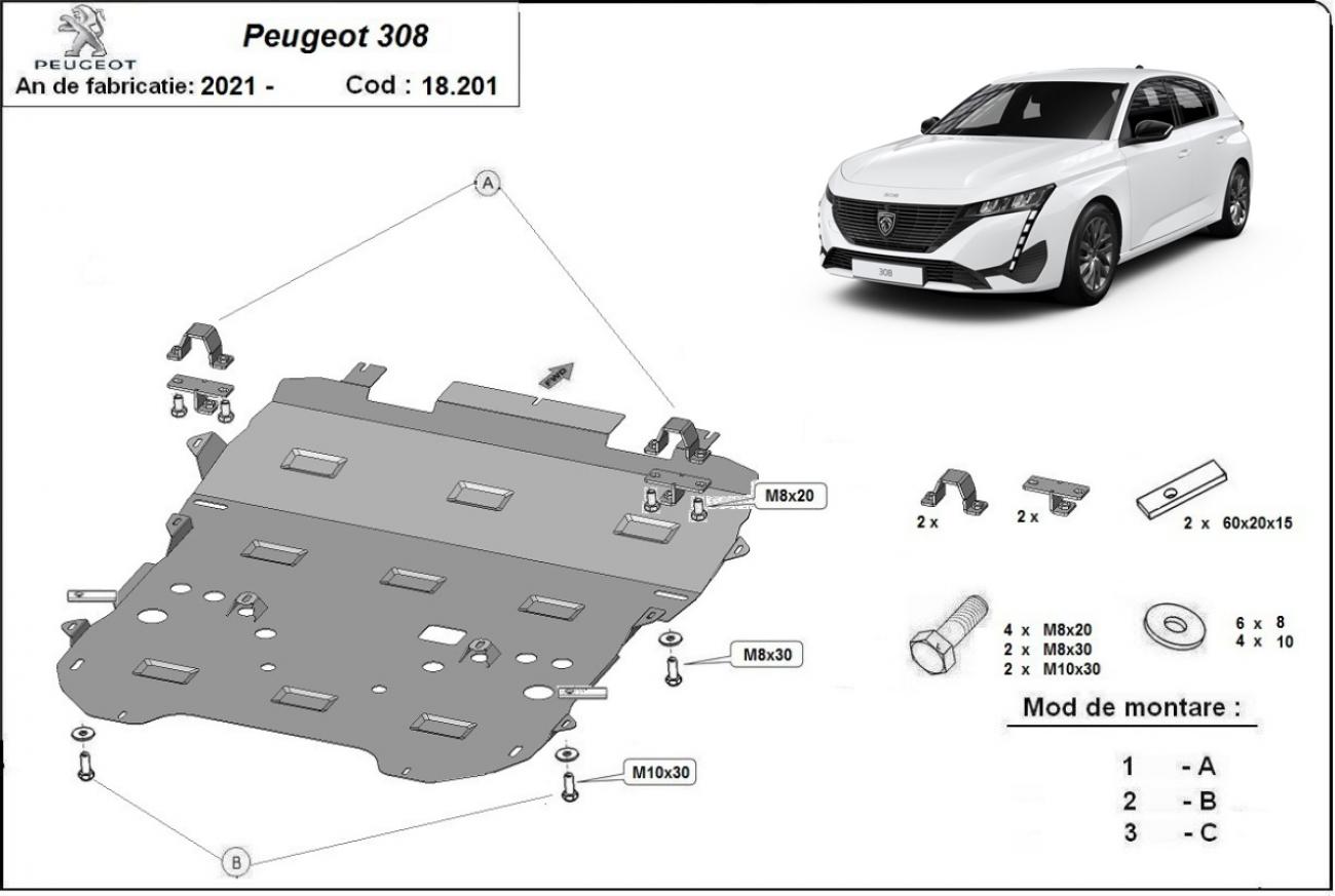 Hasplåt Stål Motor+ | Peugeot 308 (2018-2026) - 3