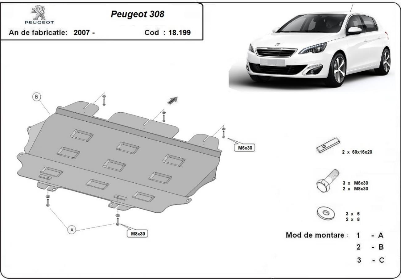 Bundplade Stål Motor+ | Peugeot 308 (2007-2017) - 3