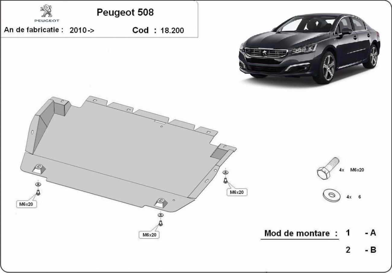 Hasplåt Stål Motor+ | Peugeot 508 (2010-2018) - 3