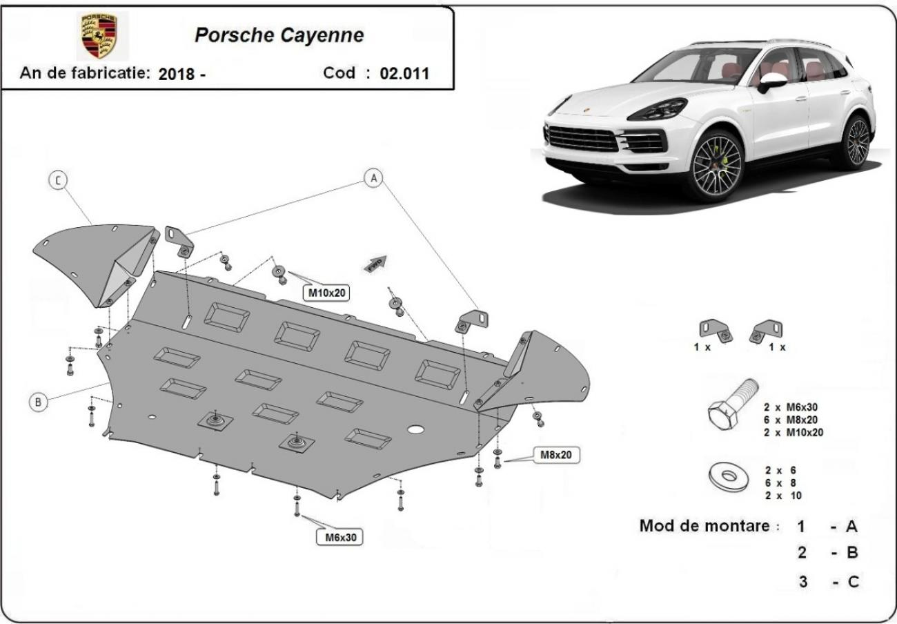 Hasplåt Stål Motor+ | Porsche Cayenne (2018-2026) - 3