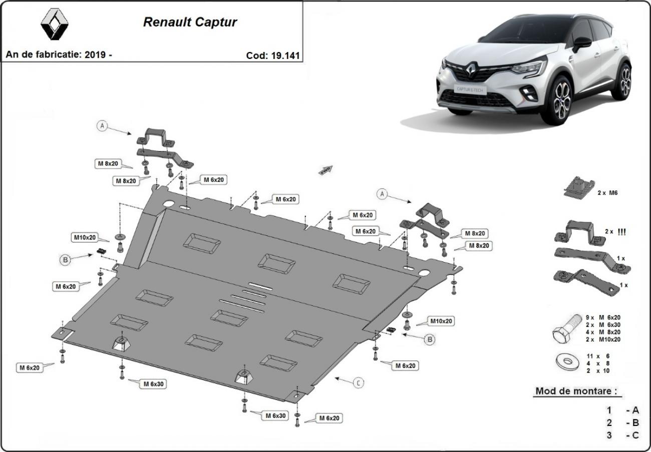 Hasplåt Stål Motor+ | Renault Captur (2019-2026) - 3