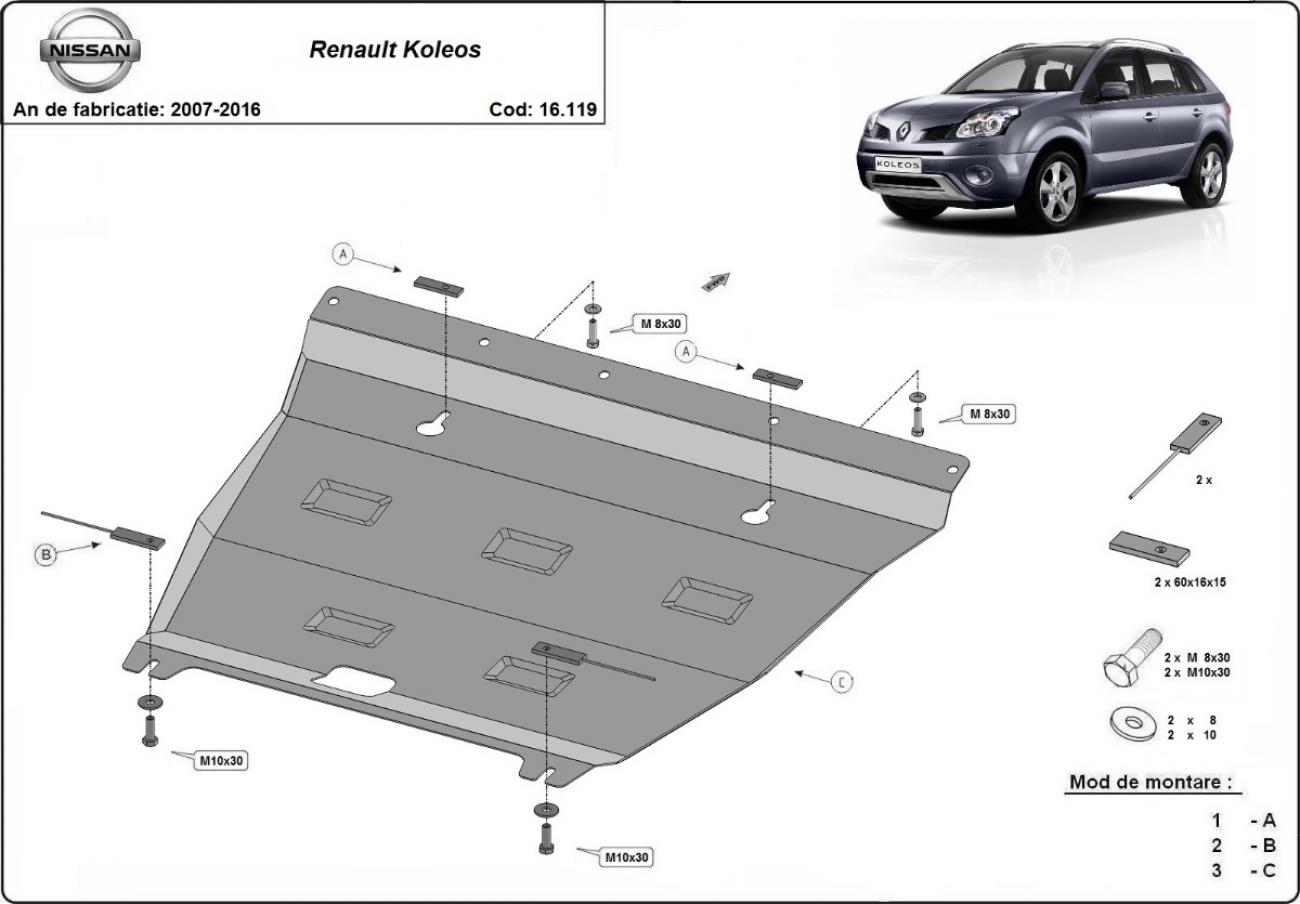 Hasplåt Stål Motor+ | Renault Koleos - Vers 2.0 (2007-2016) - 3