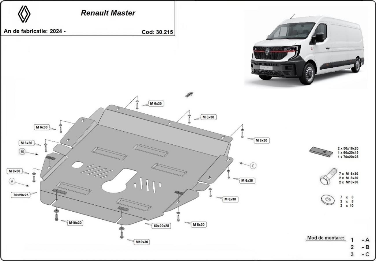 Hasplåt Stål Motor+ | Renault Master (2024-2026) - 3