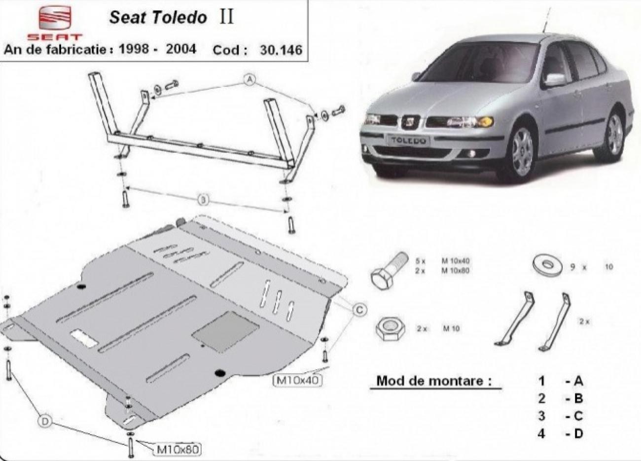 Hasplåt Stål Motor+ | Seat Toledo 2 (1998-2004) - 3