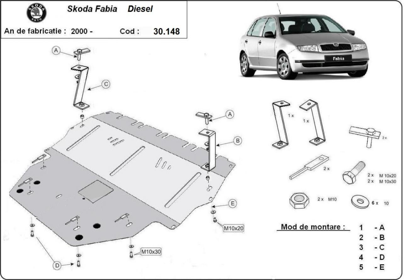 Hasplåt Stål Motor+ | Skoda Fabia Diesel (1999-2007) - 3