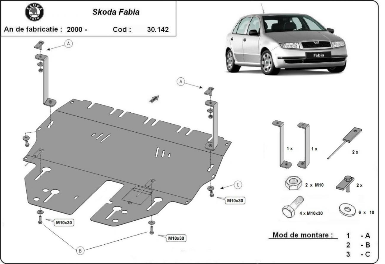 Hasplåt Stål Motor+ | Skoda Fabia 1 (1999-2007) - 3