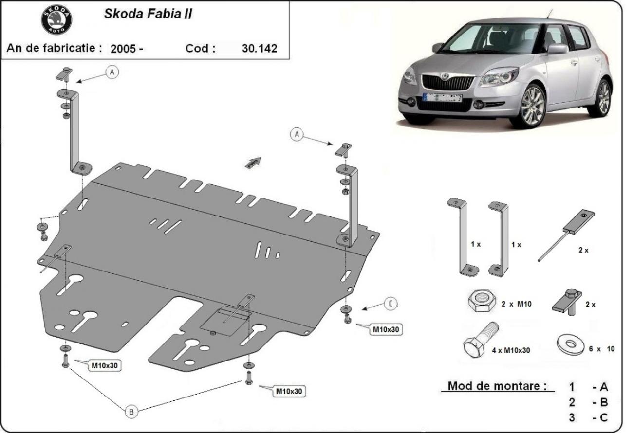 Hasplåt Stål Motor+ | Skoda Fabia 2 (2007-2014) - 3