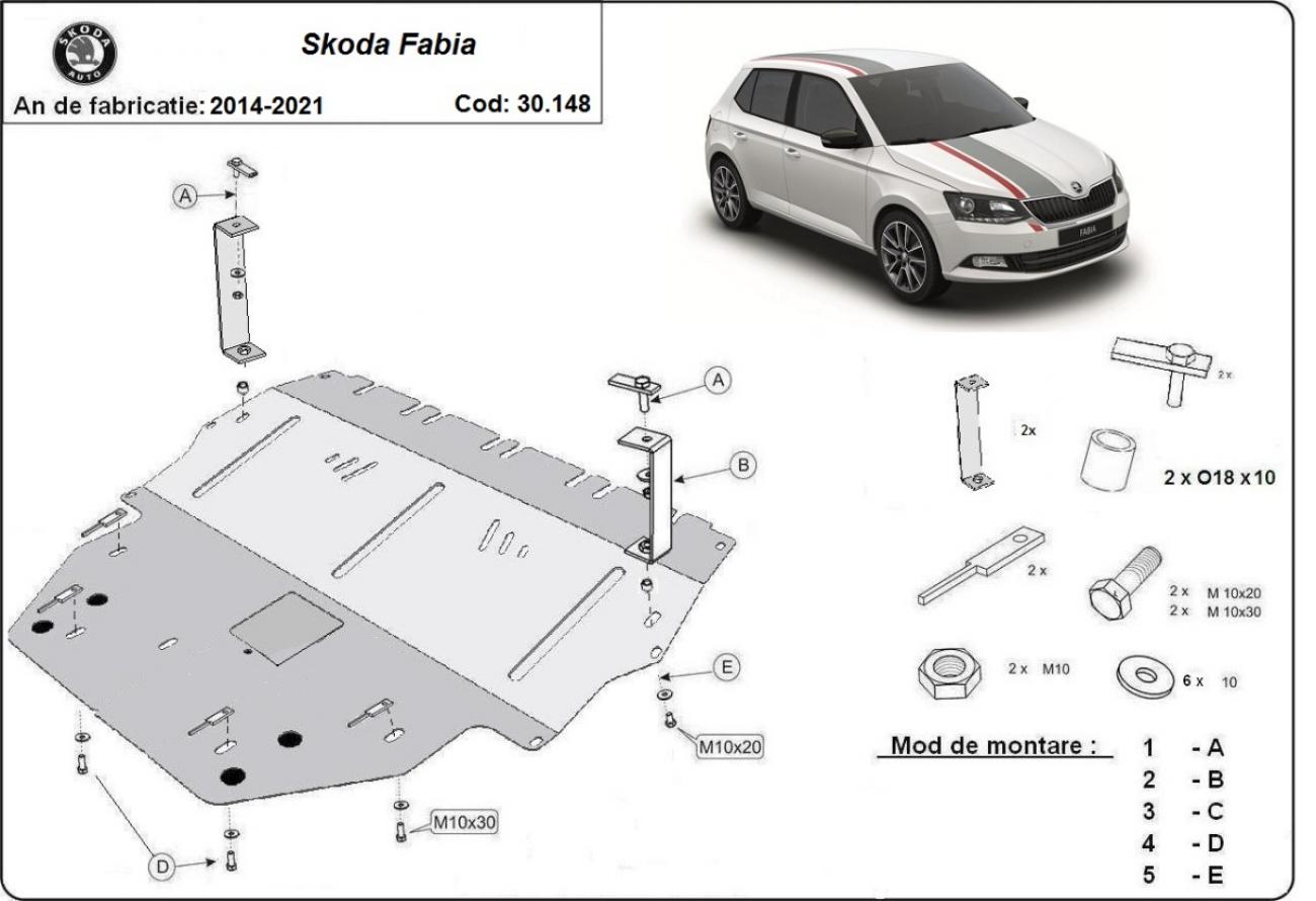 Hasplåt Stål Motor+ | Skoda Fabia 3 Diesel (2015-2021) - 2