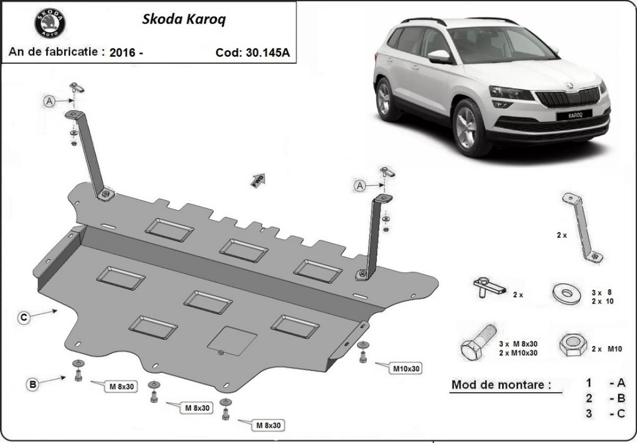Pohjapanssari Teräs Moottori+ | Skoda Karoq - - Autom. (2017-2026) - 3