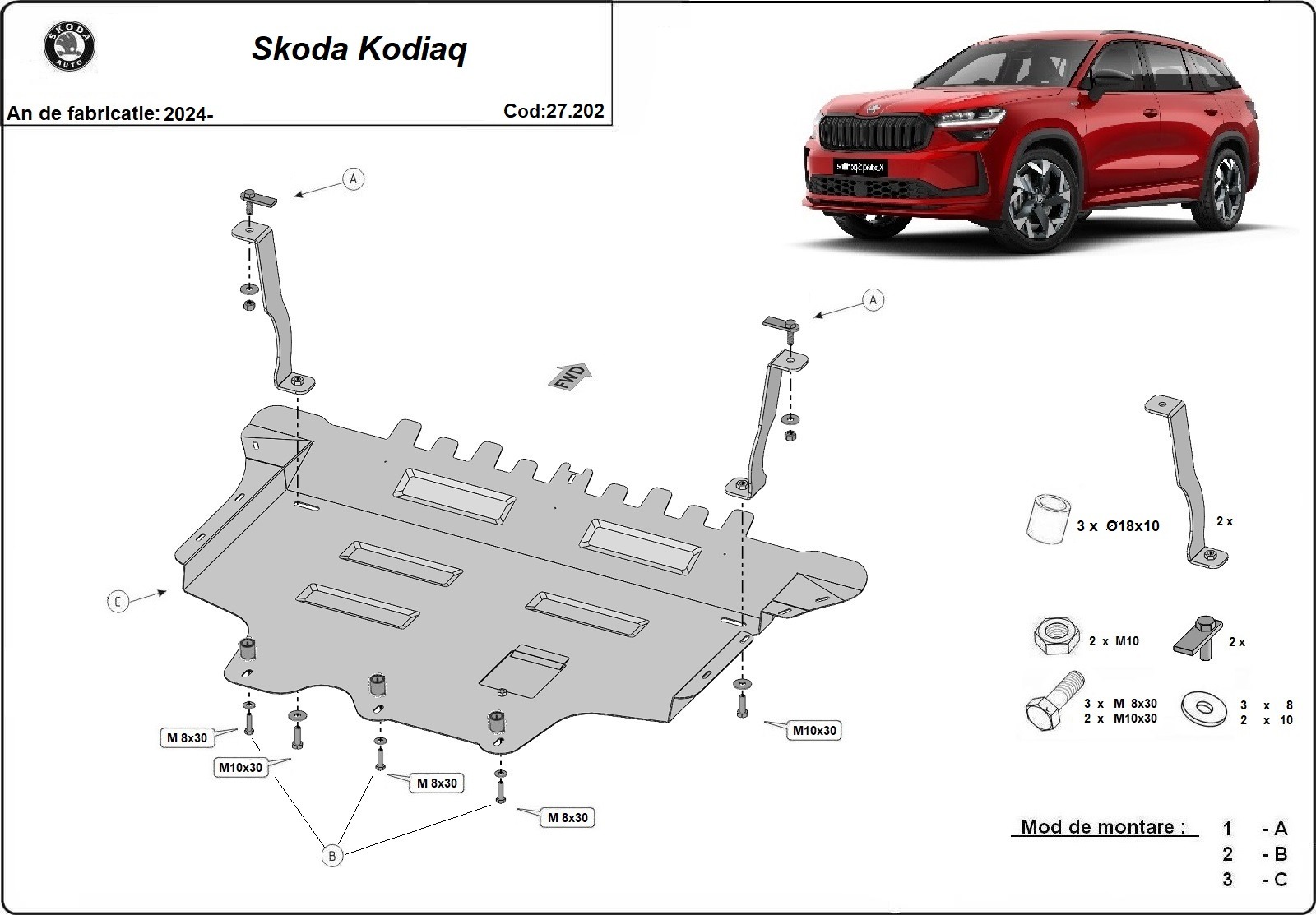 Bunnplate Stål Motor+ | Skoda Kodiaq (2024-2026) - 3