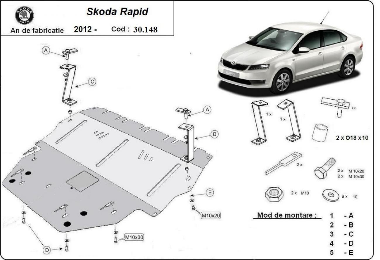 Hasplåt Stål Motor+ | Skoda Rapid (2012-2019) - 3