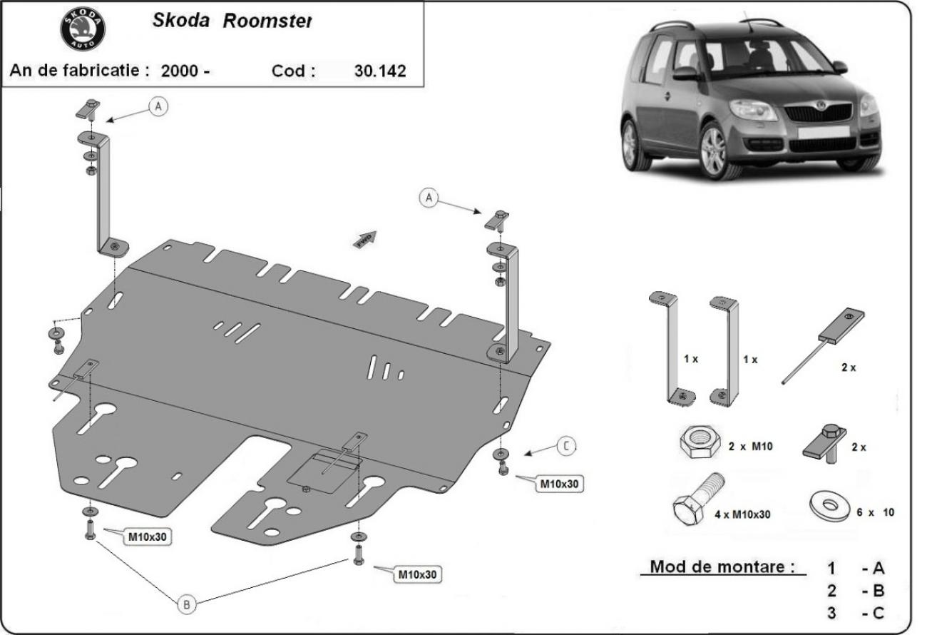 Skid plate Steel Engine+ | Skoda Roomster (2006-2015) - 3