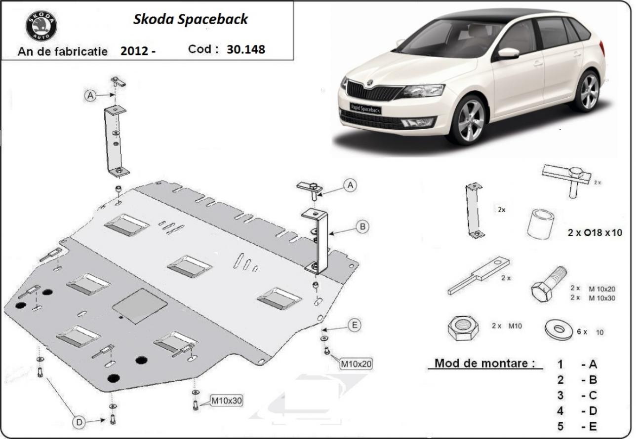 Skid plate Steel Engine+ | Skoda Spaceback (2013-2019) - 3