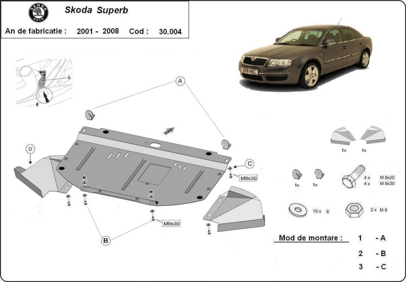 Bundplade Stål Motor+ | Skoda Superb - 1,8 1,9 2,0 TDI (2001-2008) - 3