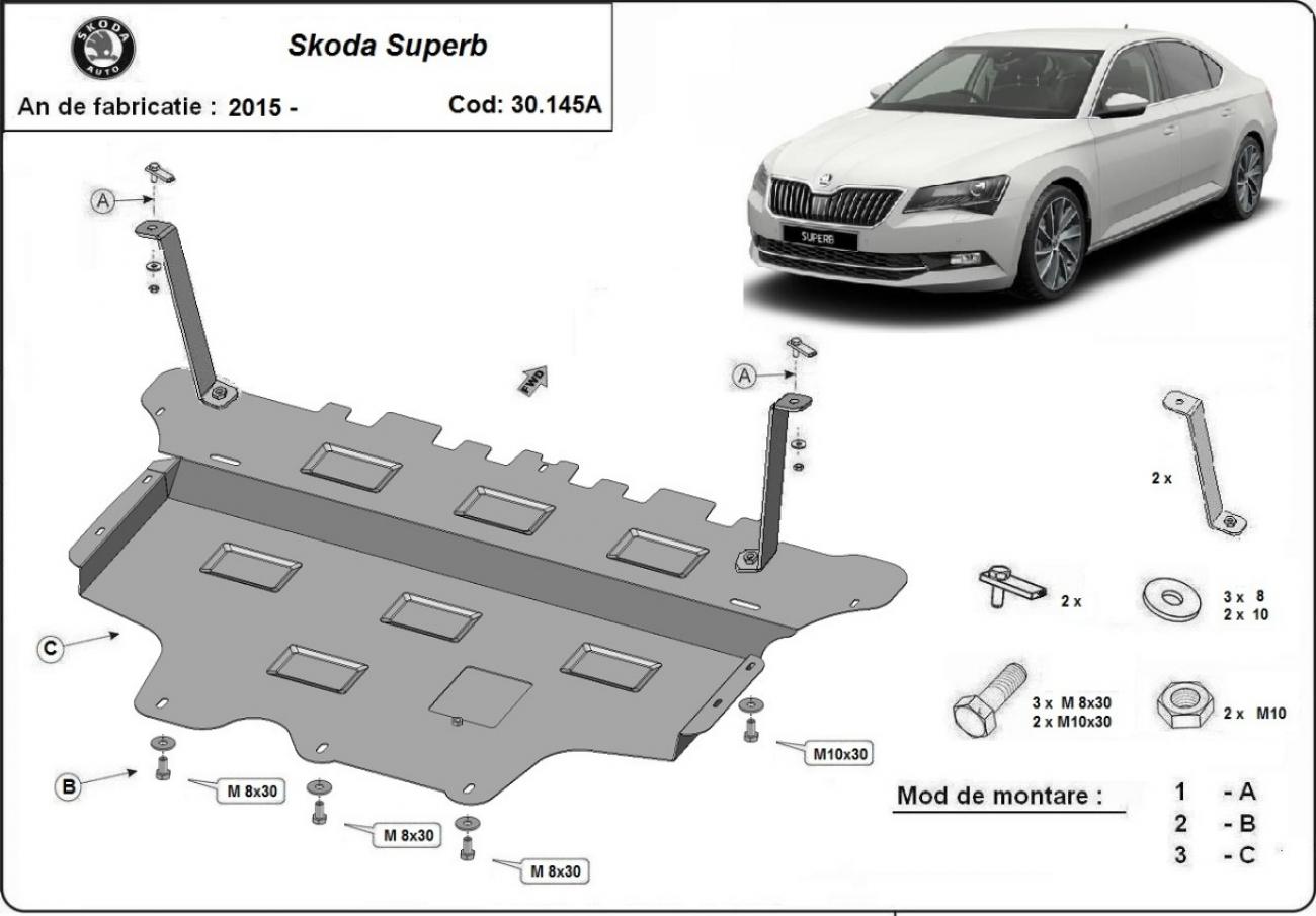 Hasplåt Stål Motor+ | Skoda Superb - Autom. (2015-2024) - 3