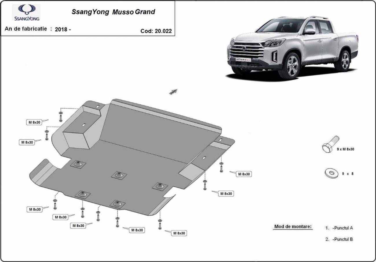 Pohjapanssari Teräs Moottori+ | Ssangyong Musso Grand (2018-2026) - 3