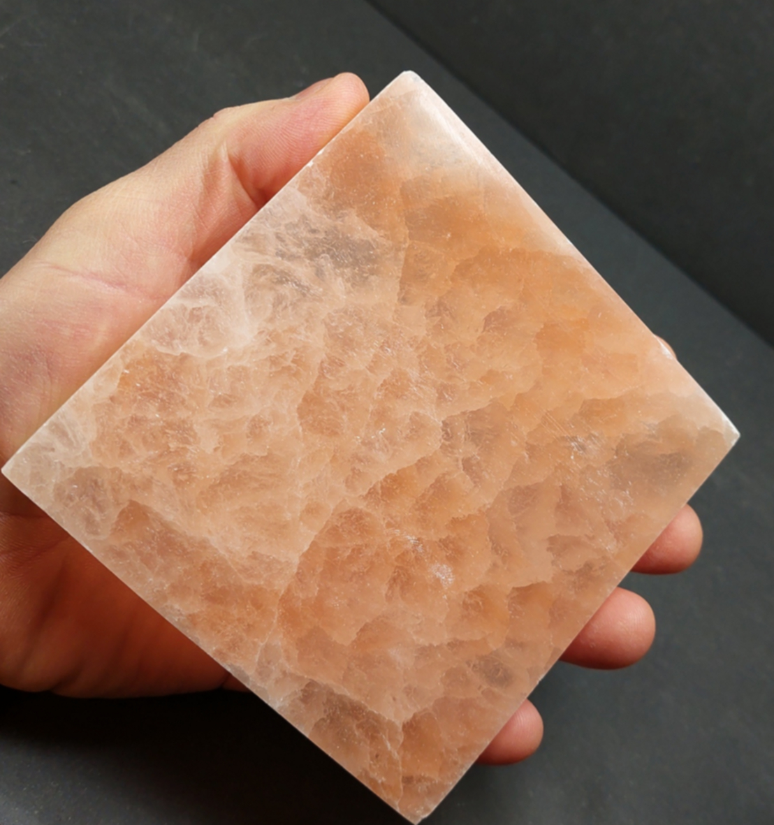 Selenit laddnings platta - Rosa/Orange (Selenite Charging Plate) - ca. 8x9cm - 2