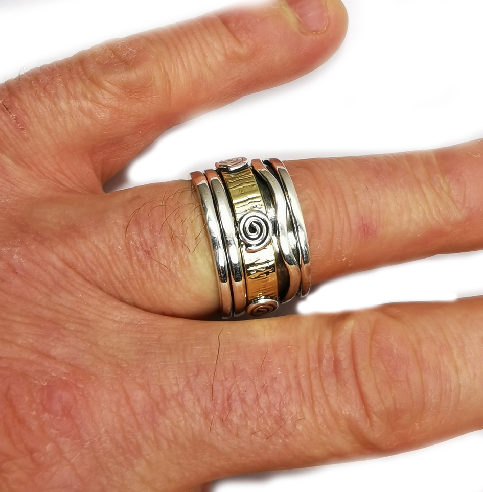 Handgjord Spin Ring i Silver/Brons - Spiral - 2