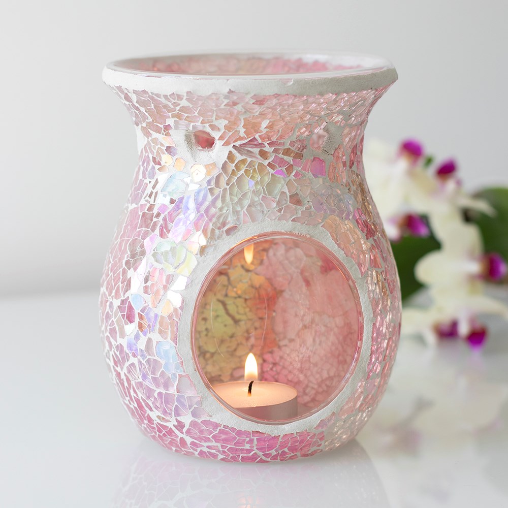 Rosa  Aromalampa med Iriserande spegeleffekt/Mosaik  - 3