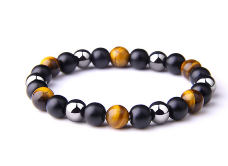 Hematit,  Tigeröga och Svart Onyx Armband  - 8mm Matt