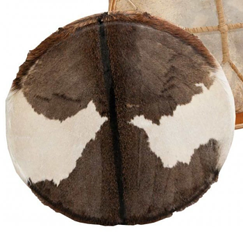 Rund Schamantrumma med Getskinn, Pälsklädd - 50cm