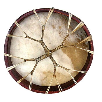 Rund Schamantrumma med Getskinn, Pälsklädd - 50cm