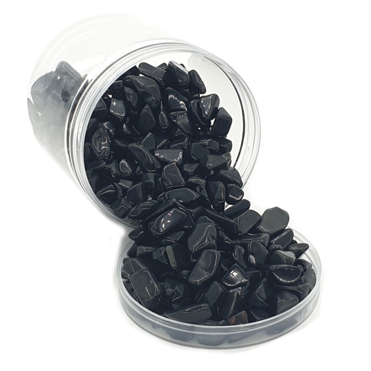 Svart Onyx Trumlad Sten,  6- 12mm Stenar - ca. 400gram