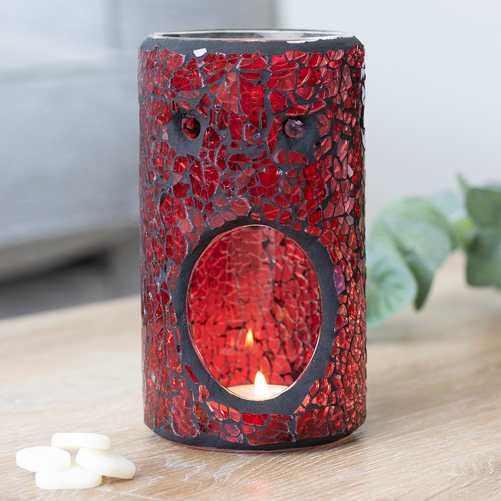 Röd  Cylinder Formad  spegeleffekt/Mosaik  Aromalampa - 2
