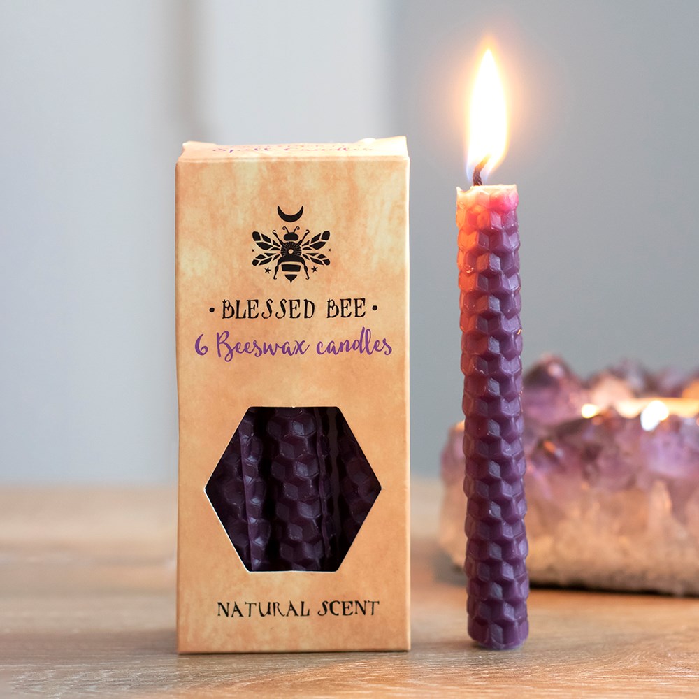 Lila Bivax Ljus , 6 pack - Blessed Bee - Prosperity / Rikdom - 2