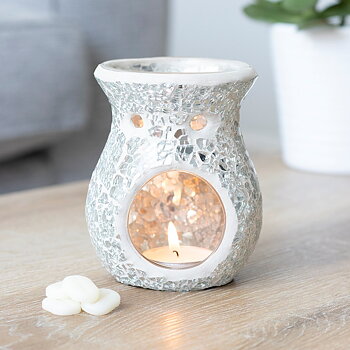 Liten Vit färgad spegeleffekt/Mosaik  Aromalampa