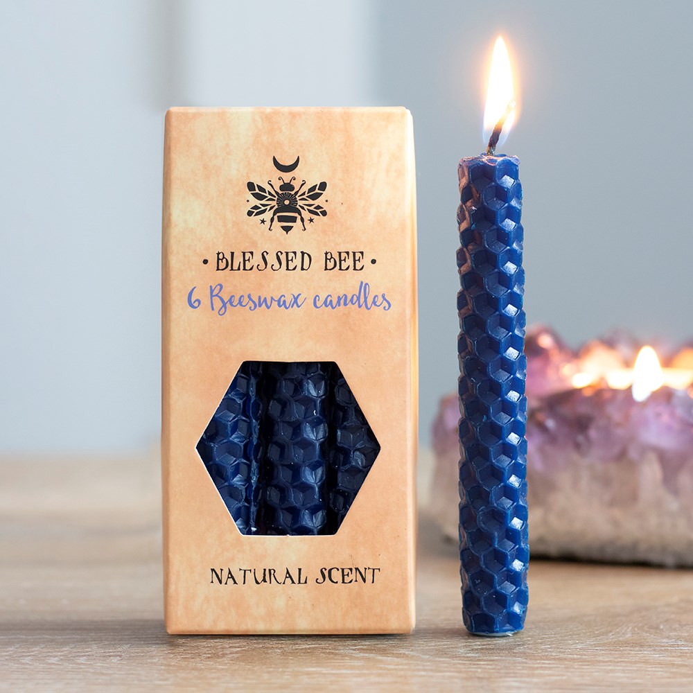 Blå Bivax Ljus , 6 pack - Blessed Bee - Peace / Fred - 2