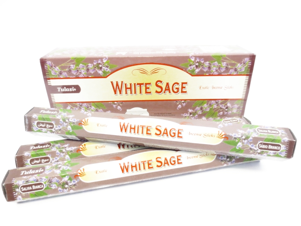 Tulasi Vit Salvia Rökelse -Hexagon paket