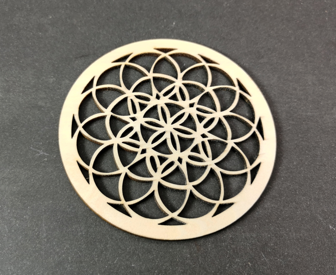 Kristallnät /Kristall Grid Platta, Seed of life (Livets Frö)  Utskuren - 10cm