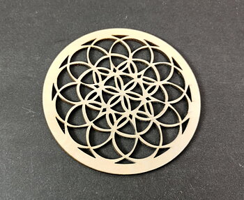 Kristallnät /Kristall Grid Platta, Seed of life (Livets Frö)  Utskuren - 10cm