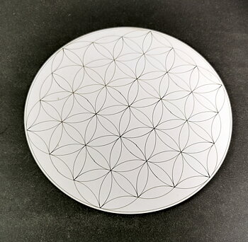 Kristallnät /Kristall Grid Platta, Livets Blomma i Vit - 15cm