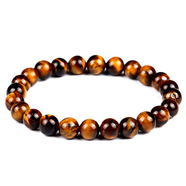 Tigeröga  Armband med Elastisk band - 10mm Pärlor