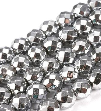  Fasettslipad  Hematit  Halsband  - 4mm pärlor
