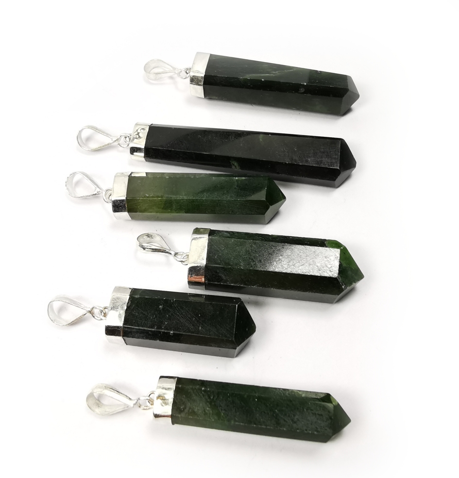 Nefrit Jade Hänge med Silver top - 5