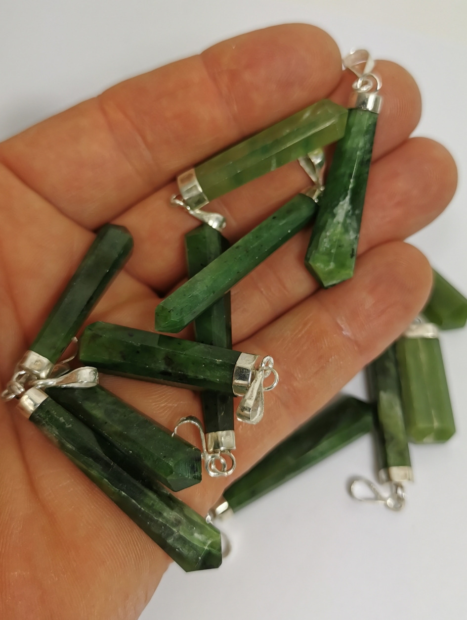 Nefrit Jade Hänge med Silver top - 2