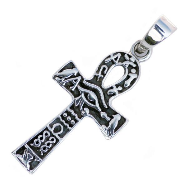 Ankh Kors i Silver - Hieroglyfisk  - 36mm