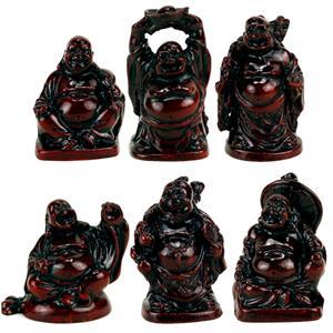 Glad  Röd Buddha Set - 6 stycken  - 6-7cm